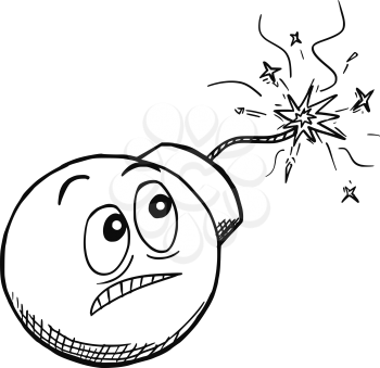 Cartoon vector of scared bomb watching its safety fuse burning
