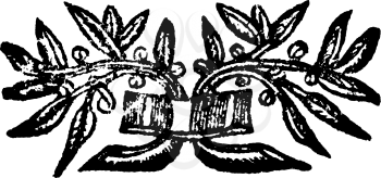 Antique vector drawing or engraving of classic grunge vintage floral decorative design.From book Die Betrubte Und noch ihrem Beliebten Geussende Turteltaube, printed in Prague, Austrian Empire, 1716.