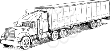 Vector artistic pen and ink sketch drawing illustration of Truck