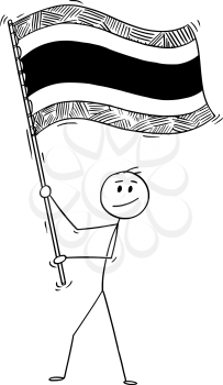 Cartoon drawing conceptual illustration of man waving the flag of Kingdom of Thailand.