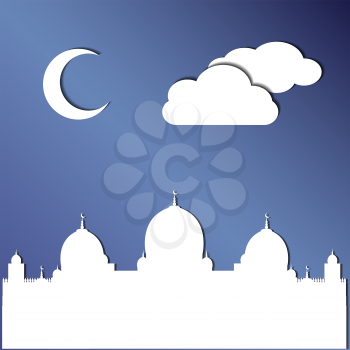 Background template of Eid Al Adha mubarak. Muslim greeting card design vector illustration