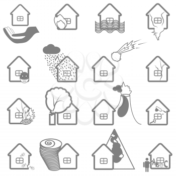 Property insurance icon set. Protection symbol and illustration of insurance claims.