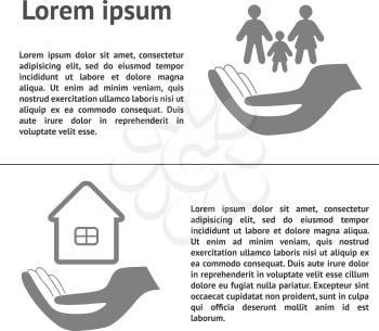 Flyer brochure designs. Life and house insurance symbols.