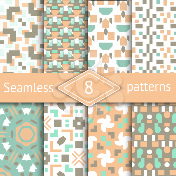 Vector Geometric Seamless Patterns Set. Colorful Textures