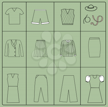 Woman cloth collection - vector silhouette. EPS 10