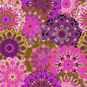 Vintage decorative pattern. Islam, Arabic, Indian, ottoman motifs. Perfect for printing on fabric or paper. Can be used for greeting card or booklet background. Pink colors