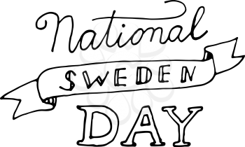 Sweden National Day lettering. Typography poster. Modern brush lettering style. Isolated on a white background.