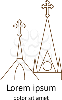 Template logo church as the catolic church on white background . Church house logo