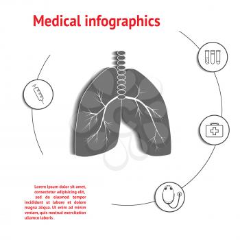 Lungs Medical Infographic Template with space for text