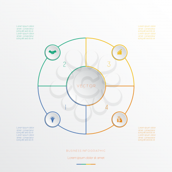 Circles from coloured lines, template infographic four positions