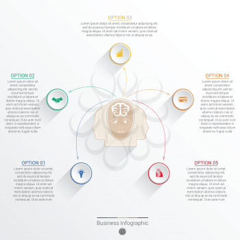 Element for template infographic business concept with five options, parts, or processes.