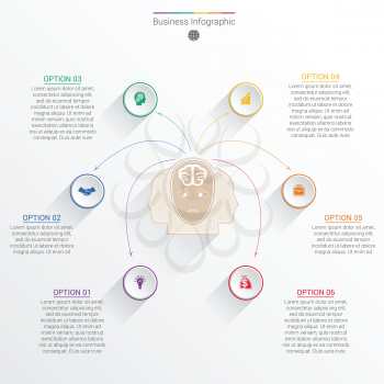 Element for template infographic business concept with six options, parts, or processes.