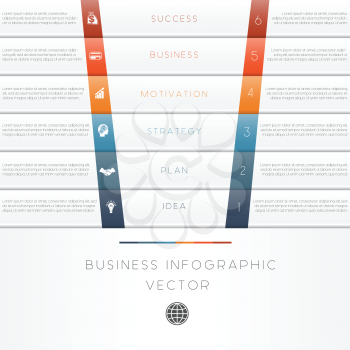 Vector illustration template of business infographic numbered six position