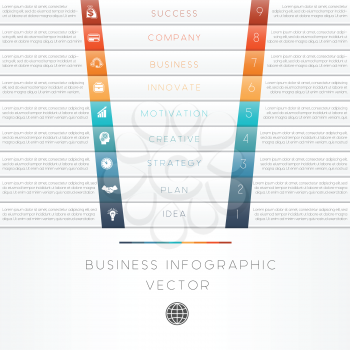 Vector illustration template of business infographic numbered nine position
