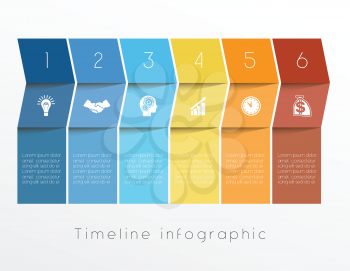 Template Conceptual Business Timeline Infographic design for six position can be used for workflow, banner, diagram, web design, area chart