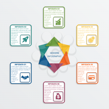  Colour triangles modern infographic template for business concept with 6 steps.