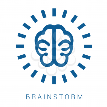 Brainstorm vector blue flat icon on white background.