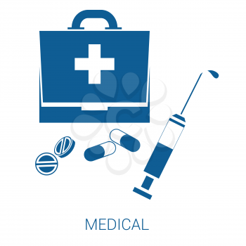 Medical vector blue flat icon on white background.