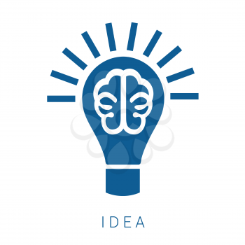 Idea vector blue flat icon on white background.