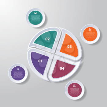 Pie chart or area chart diagram data Elements For Template infographics four position. Business strategy.  