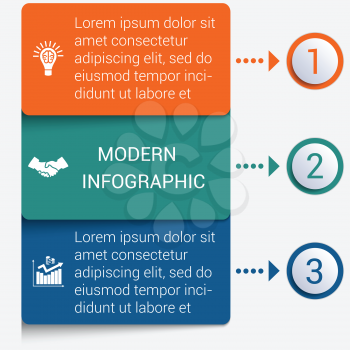 Modern strips infographics 3 options banner for business processes, workflow, diagram, flowcharts