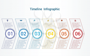 Timeline or area chart, diagram data Elements For Template infographics 6 position. Business strategy.