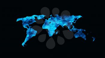 World map made out of water 3D render