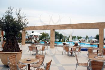 Luxury restaurant with swimming pool