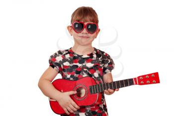 little girl with guitar and sunglasses