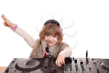 little girl dj play music