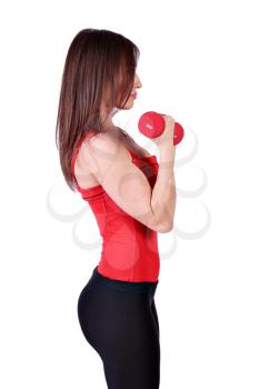 fitness girl exercise with dumbbells
