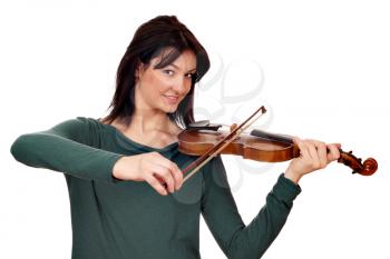 beautiful girl violinist on white 