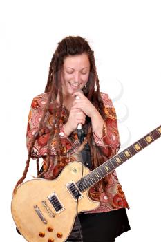 girl with dreadlocks hair sing