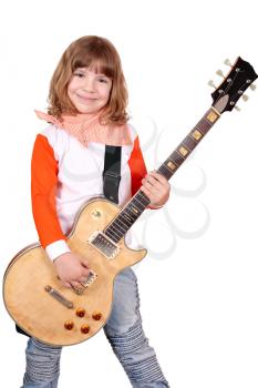 little girl rocker with electric guitar