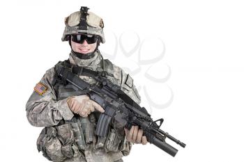 United States paratrooper airborne infantry studio shot on white background