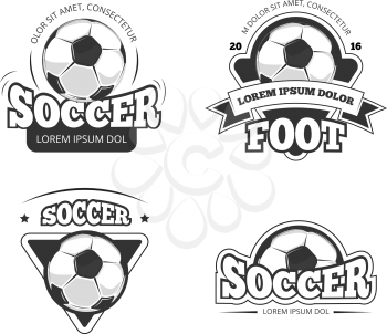 Soccer league club vector badges, labels. Soccer ball, and soccer label, badge and emblem soccer club illustration