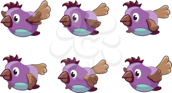Bird animation vector frames. Animation bird, animal fly animation, cartoon animation sequence illustration