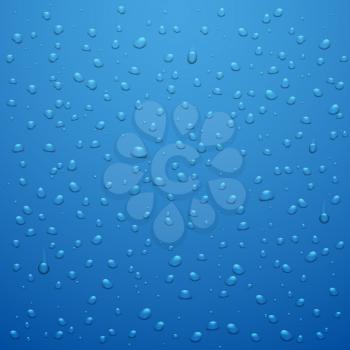 Water drops vector abstract background. Waterdrop or raindrop blue background vector illustration