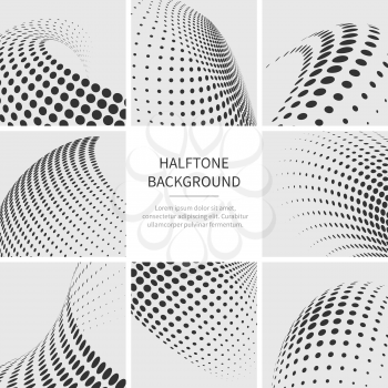 Halftone dots abstract vector shapes set. Halftone dotted set texture and pattern halftone shape illustration