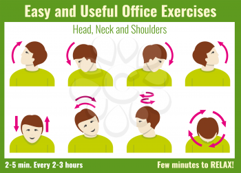 Office syndrome infographic. Exercise for office work infographic, info about stretching exercise. Vector illustration health concept infographic