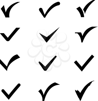 Confirm tick mark vector icons set. Sign ok and confirm, tick check mark confirm illustration