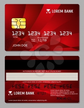 Credit cards two sides design vector illustration for your business. Electronic card for banking operation and plastic card bank