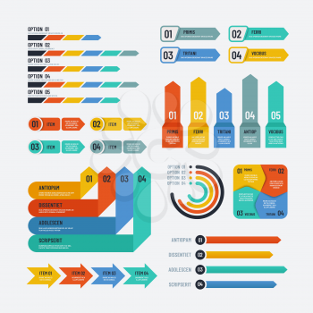 Presentation infographics. Flowchart timeline process chart workflow option diagrams. Infographic vector elements flowchart, arrow diagram process illustration