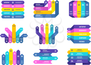Step infographic. Options or process arrow graphs, charts and diagrams for annual report and presentation. Vector infographics design. Business chart step arrows, graph and diagram illustration