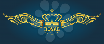 Golden vector crown royal quality logo template. Elegant emblem illustration