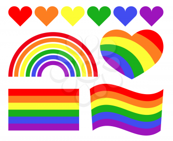 Vector gay LGBT rainbow symbols. Homosexual pride banner icon illustration