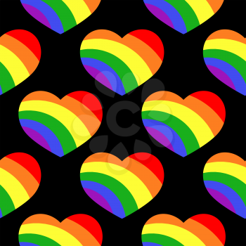 Gay LGBT seamless pattern with rainbow hearts. Background with colored heart. Vector illustration