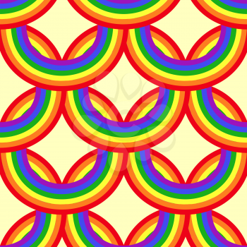 Bright vector rainbows seamless pattern. Colored bright design background illustration