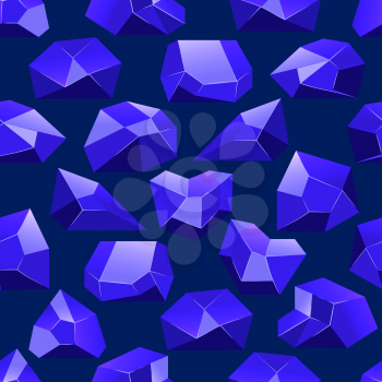 Dark blue vector crystals seamless pattern. Background wallpaper illustration with stone