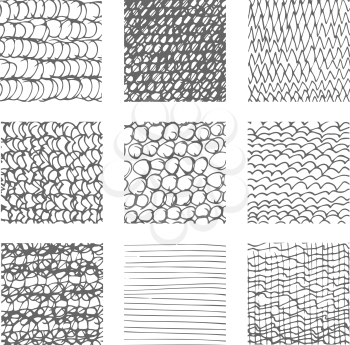 Hand drawn sketchy line textures, ink pen hatching vector. Set of texture ink scribble, collection of background ink scratch illustration